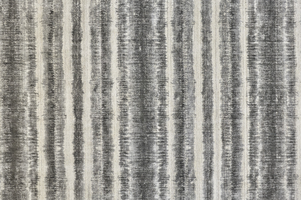12' X 15' Gray Ivory And Black Abstract Hand Woven Area Rug