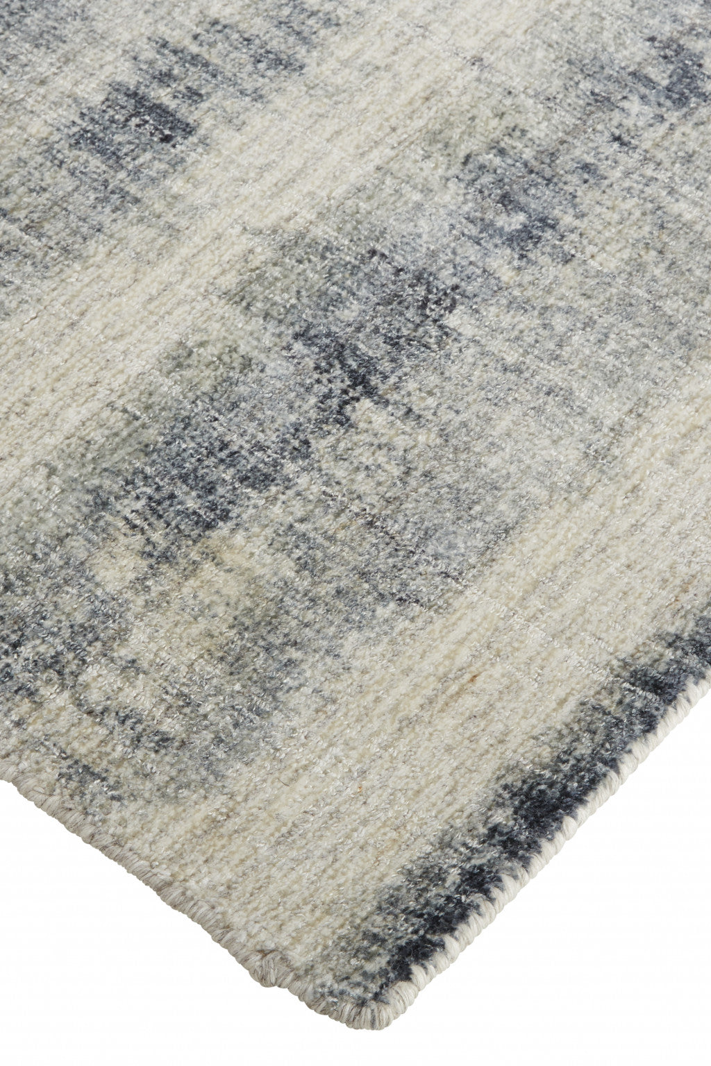 12' X 15' Ivory And Blue Abstract Hand Woven Area Rug