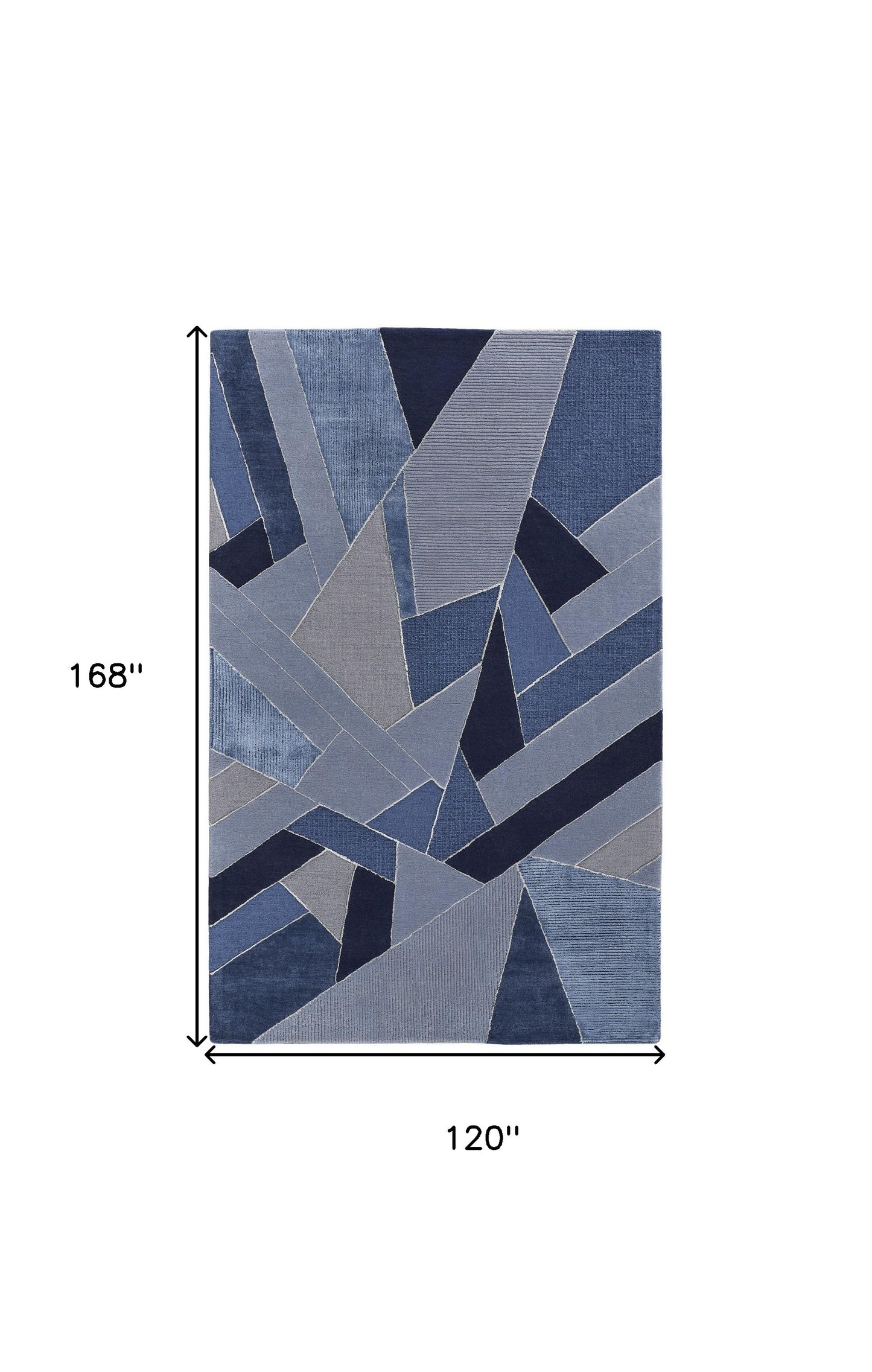 10' X 14' Blue And Silver Wool Geometric Tufted Handmade Area Rug