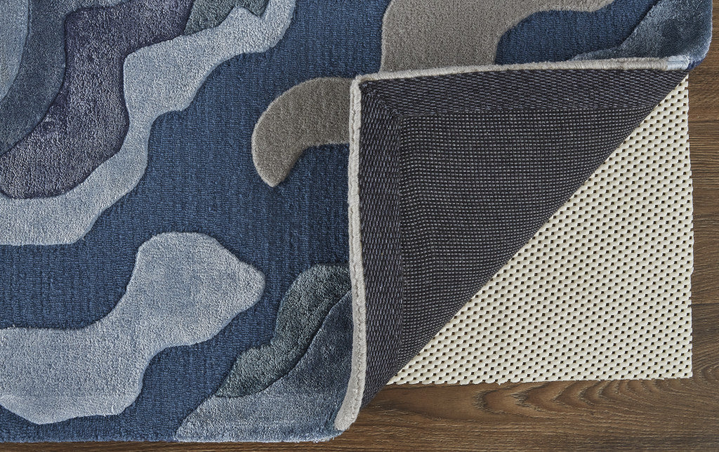 12' X 15' Gray Taupe And Blue Wool Abstract Tufted Handmade Area Rug