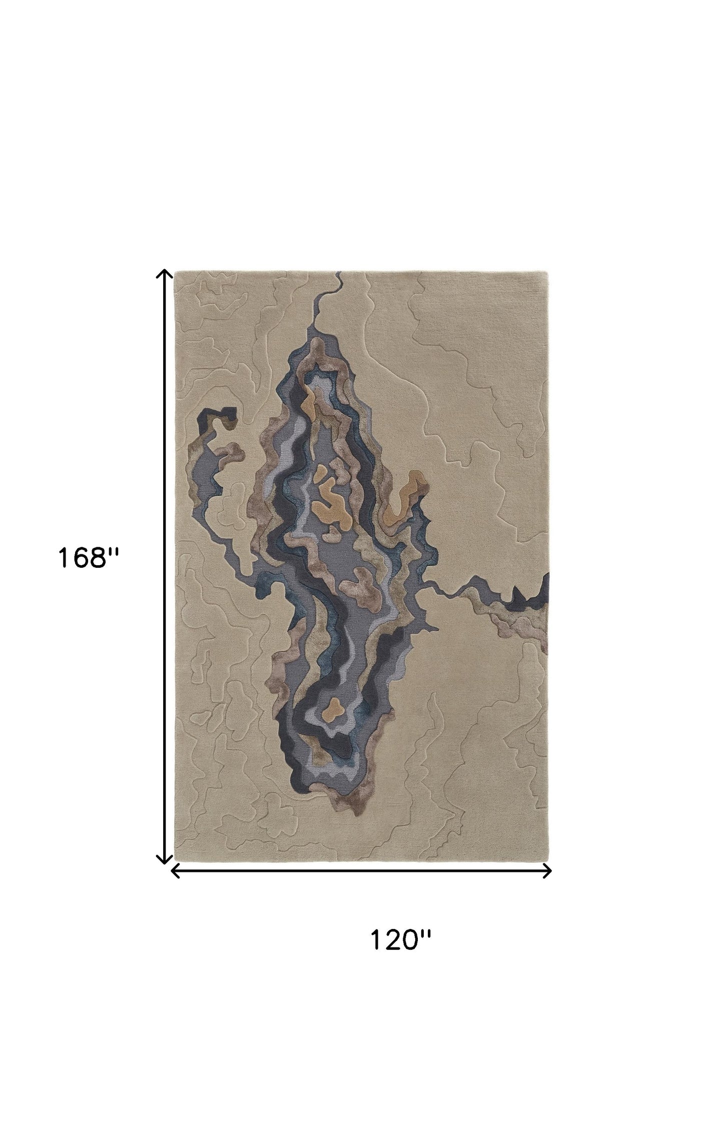 10' X 14' Tan Brown And Blue Wool Abstract Tufted Handmade Area Rug