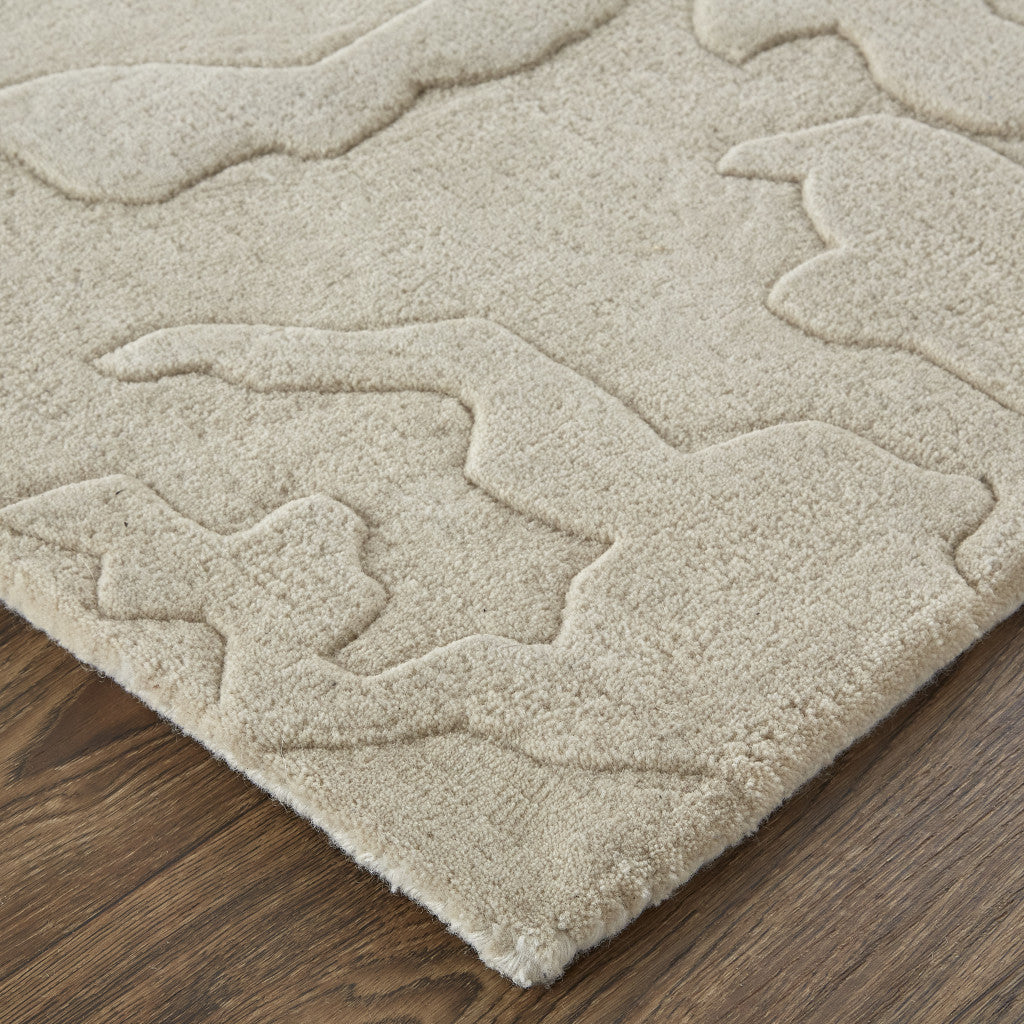 10' X 14' Tan Brown And Blue Wool Abstract Tufted Handmade Area Rug