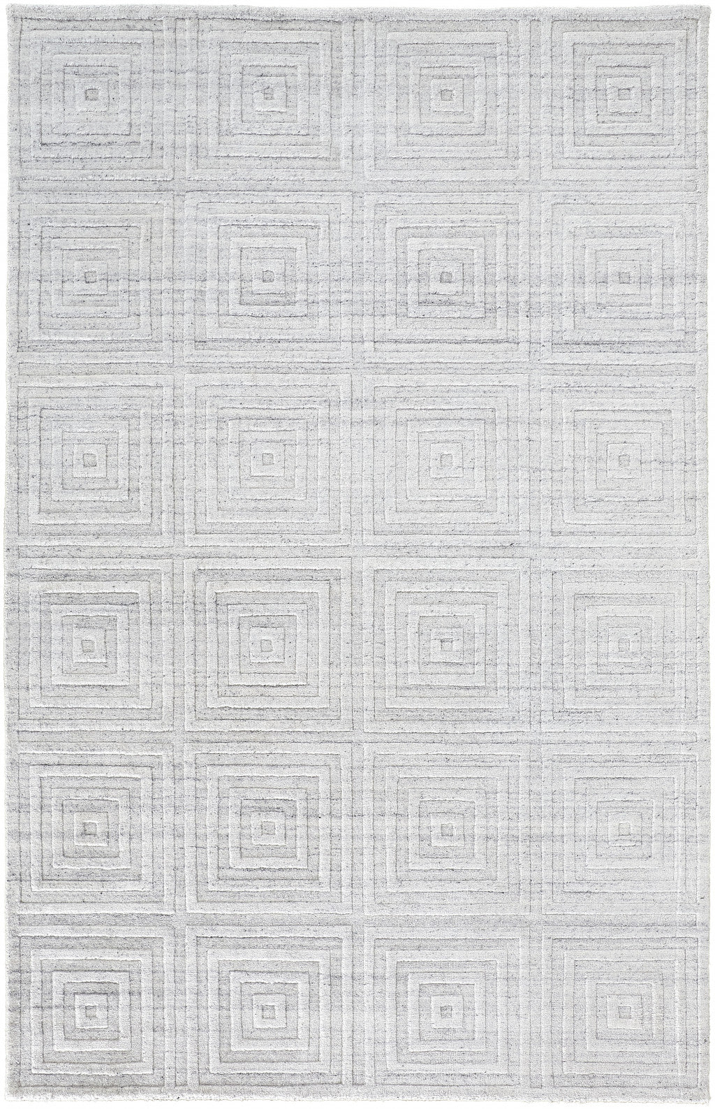 12' X 15' White And Silver Striped Hand Woven Area Rug