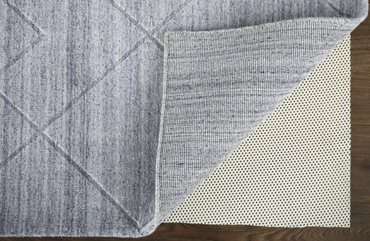 12' X 15' Gray And Silver Striped Hand Woven Area Rug