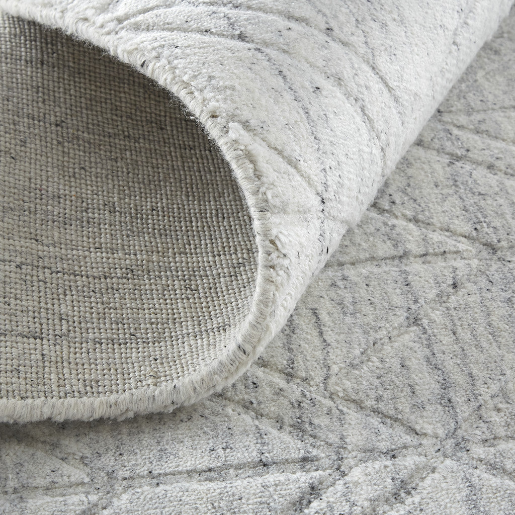 12' X 15' White And Silver Striped Hand Woven Area Rug