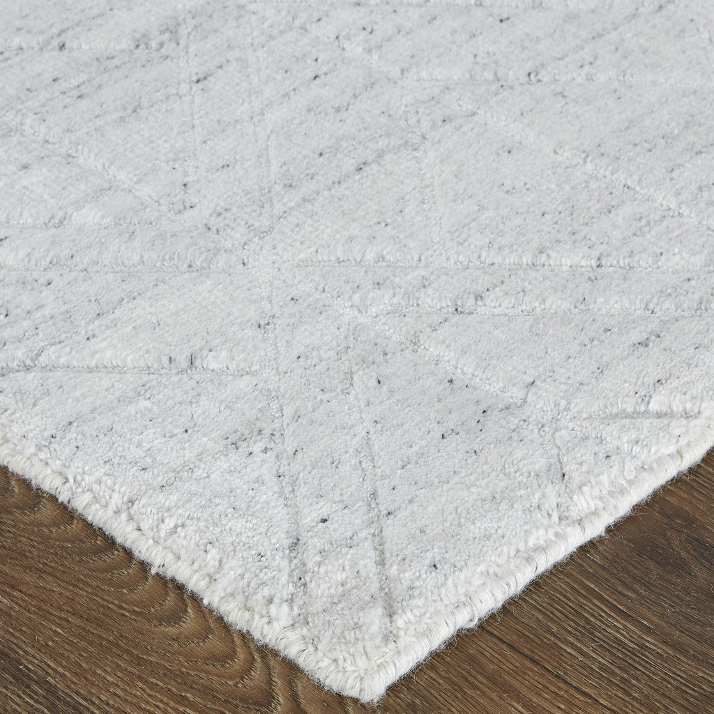 12' X 15' White And Silver Striped Hand Woven Area Rug