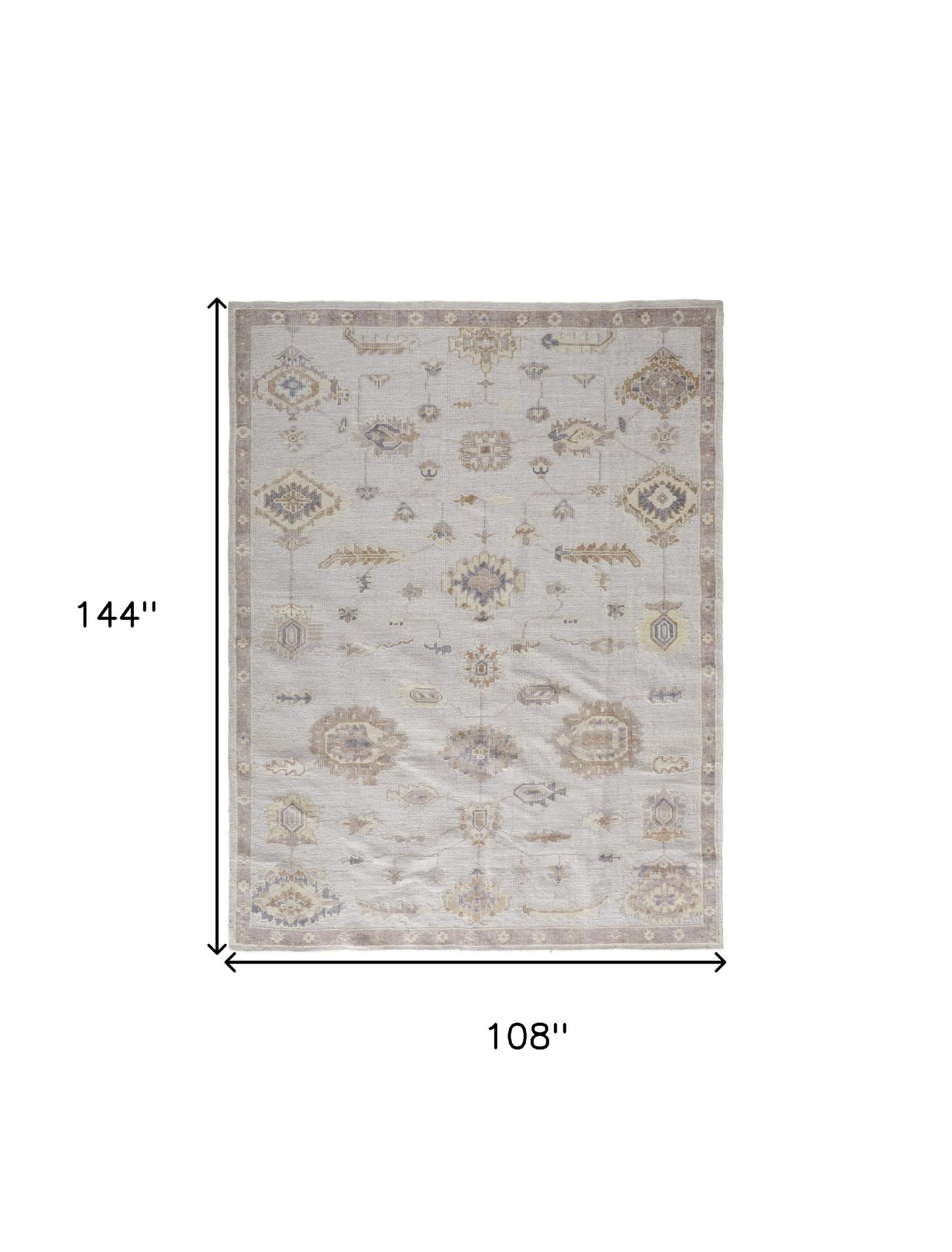 9' X 12' Ivory And Orange Floral Hand Knotted Stain Resistant Area Rug