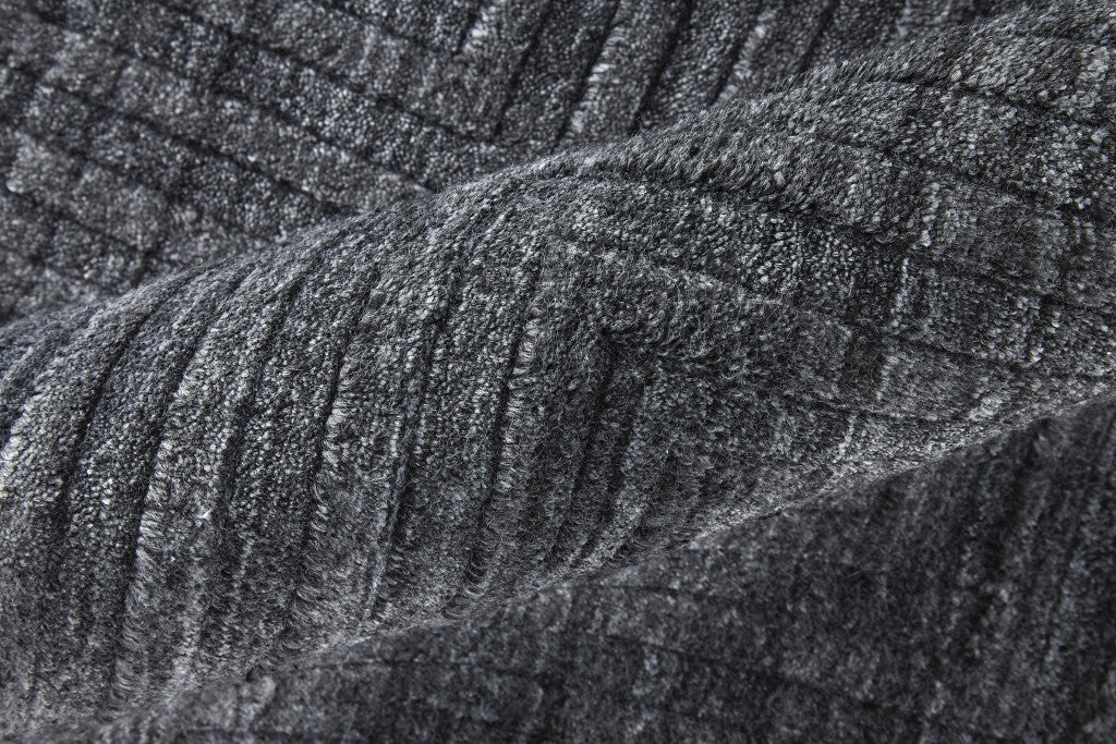 10' X 14' Gray And Black Striped Hand Woven Area Rug