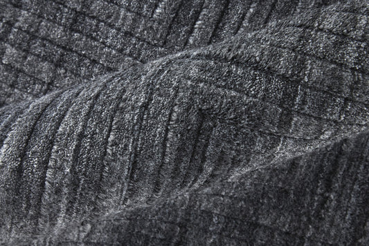10' X 14' Gray And Black Striped Hand Woven Area Rug