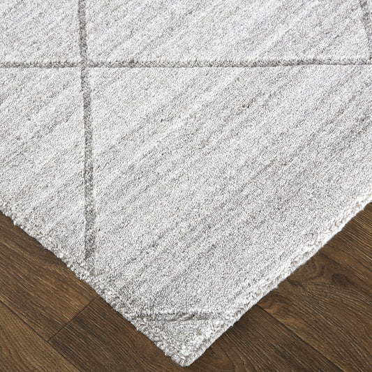10' X 14' Ivory And Silver Striped Hand Woven Area Rug