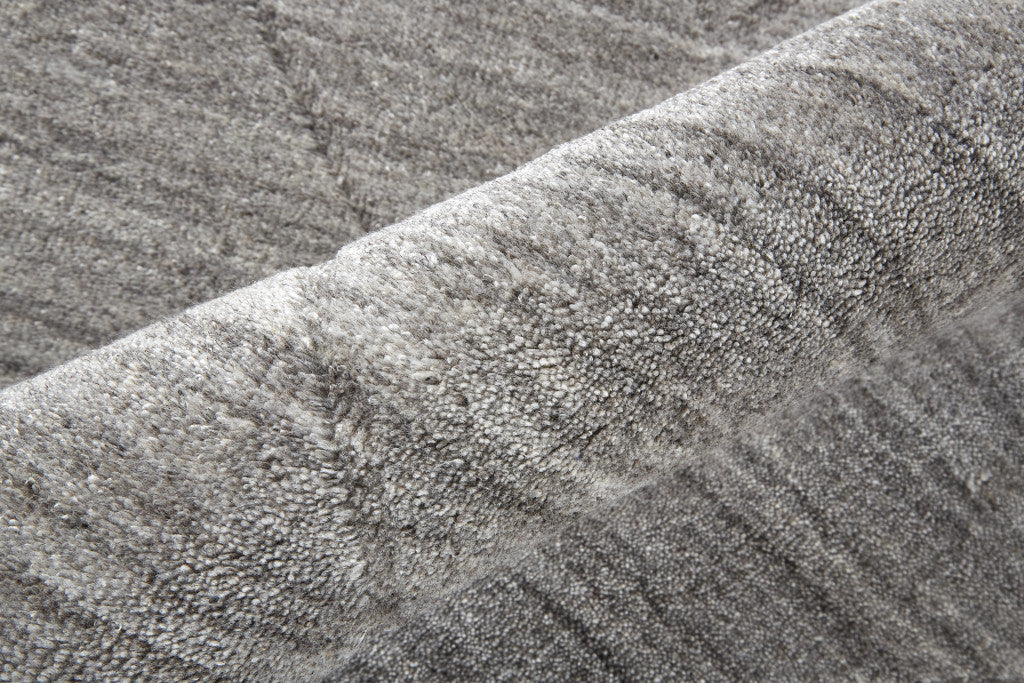 12' X 15' Ivory And Silver Striped Hand Woven Area Rug