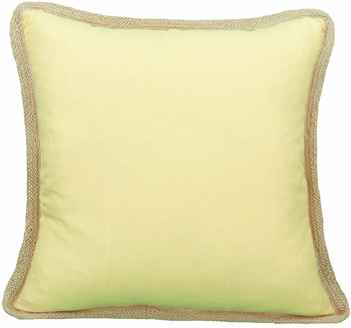 20"x20" Yellow and Beige Linen Blend Zippered Pillow