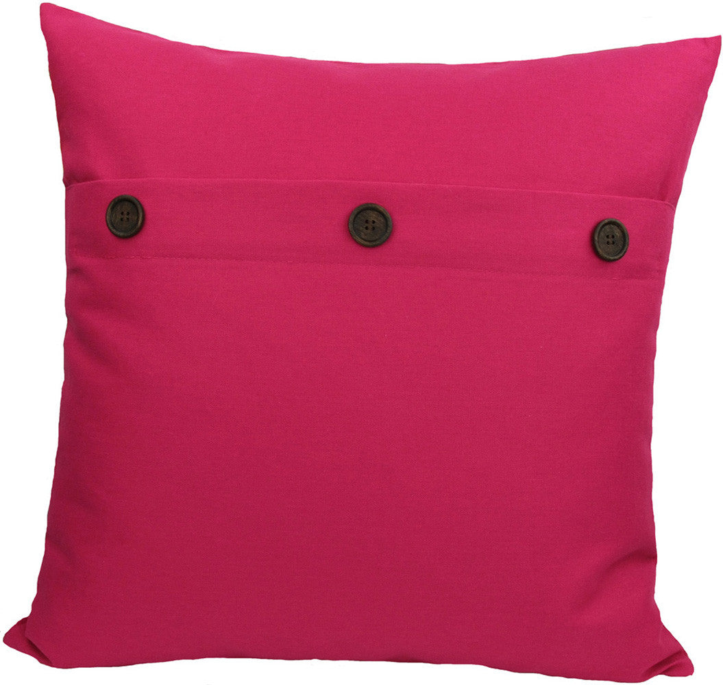 20"x20" Fuchsia Linen Blend Zippered Pillow With Buttons