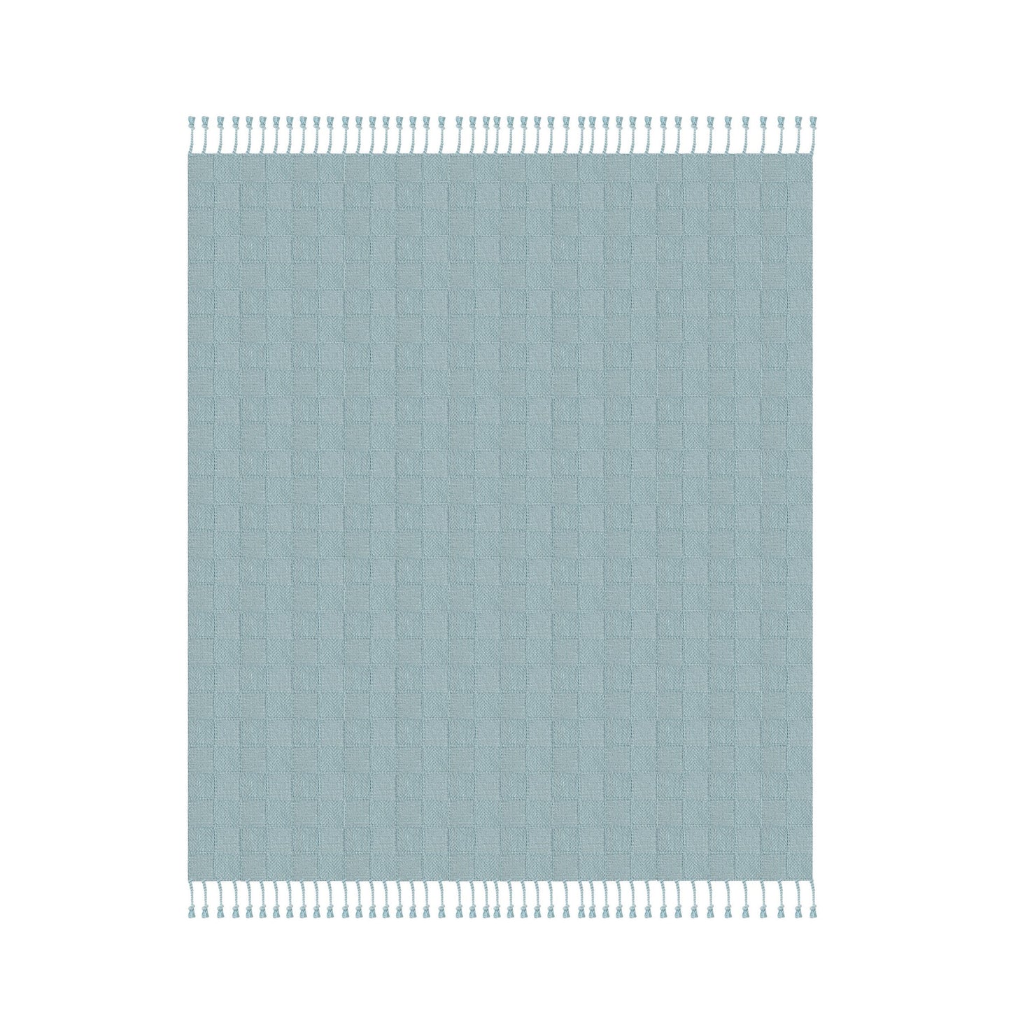 Blue Woven Cotton Solid Color Throw Blanket