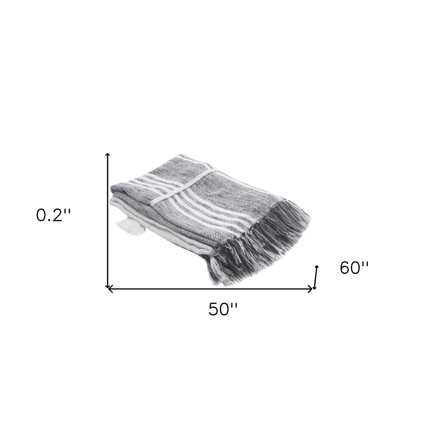 Gray and White Woven Cotton Striped Throw Blanket