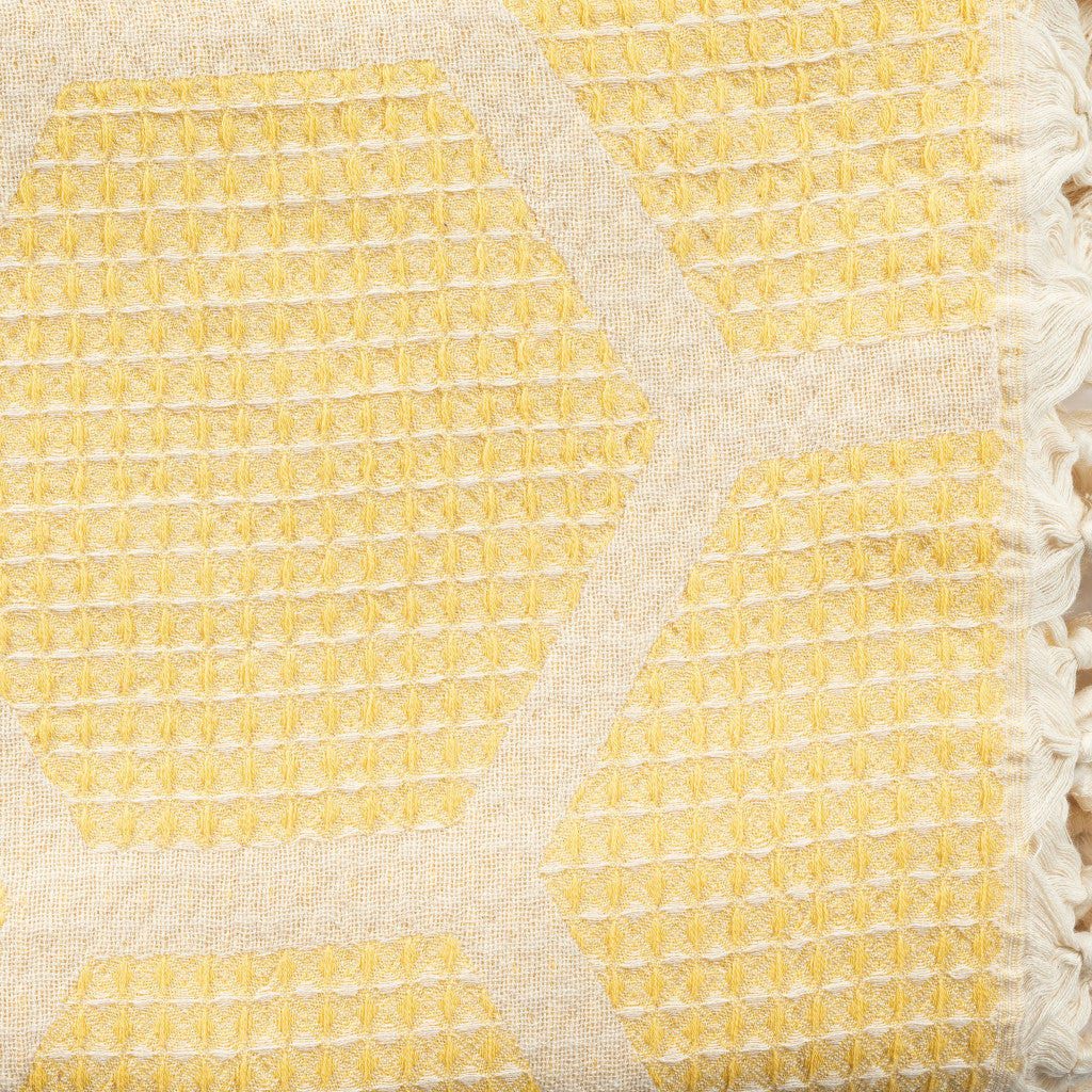 Yellow Woven Cotton Geometric Throw Blanket