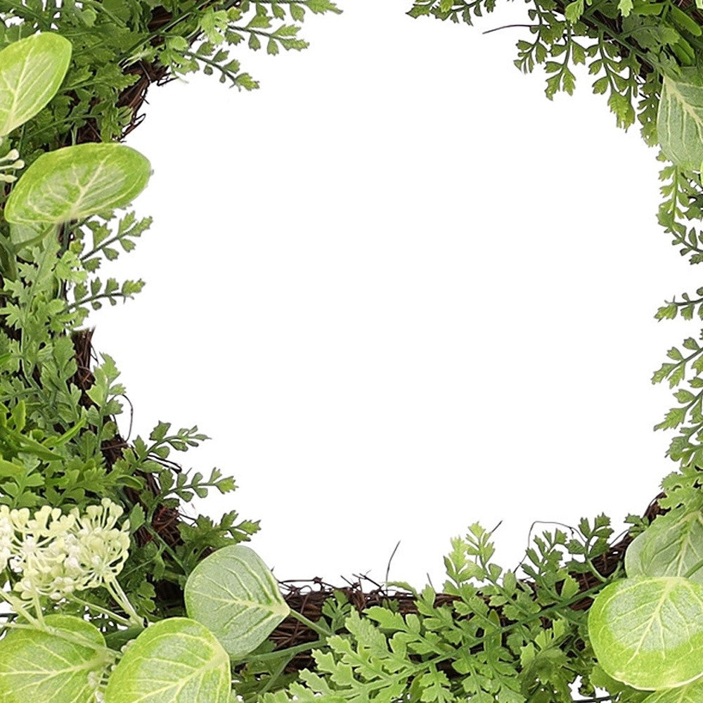 28" Green and White Artificial Fern Wreath