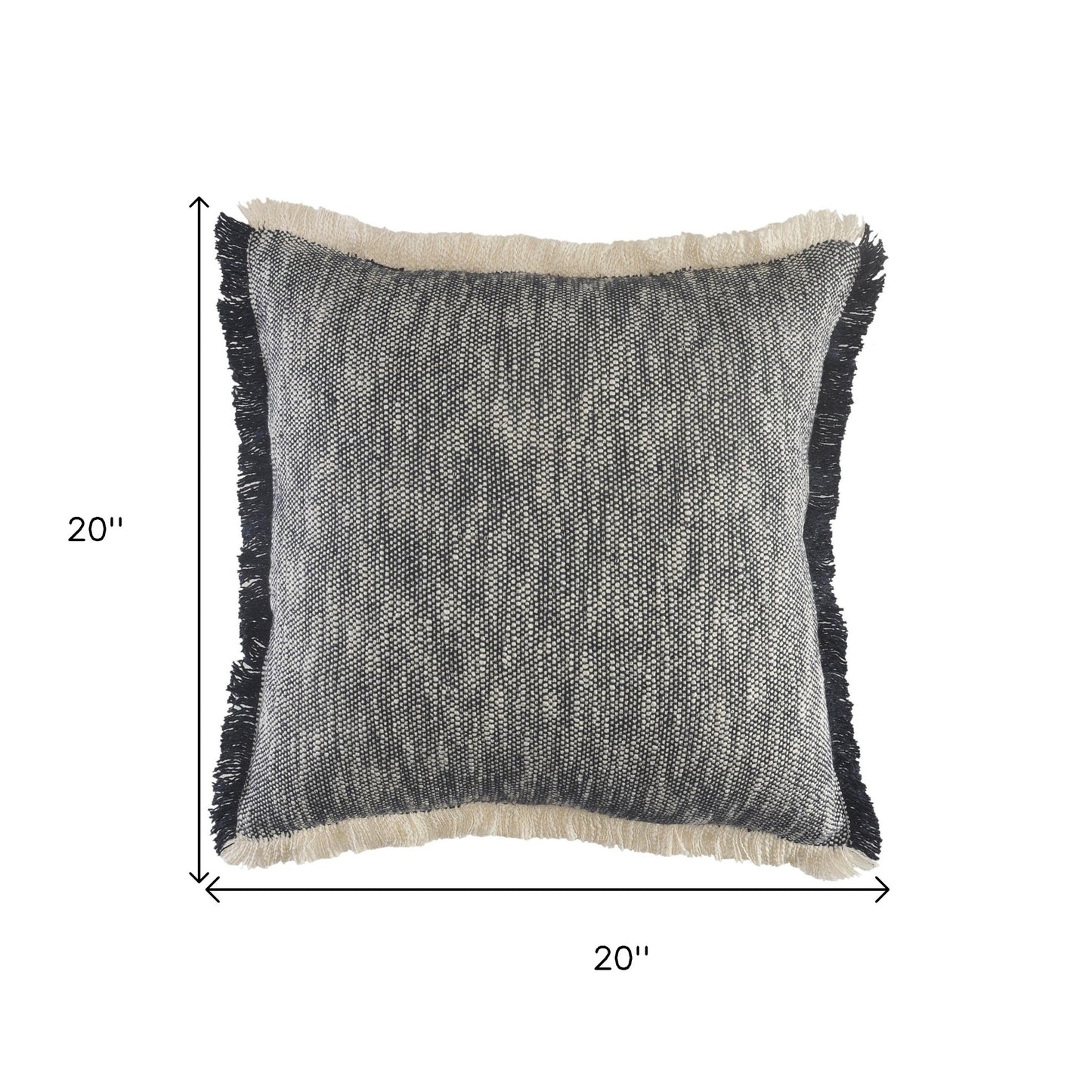 20" X 20" Dark Blue And White 100% Cotton Abstract Zippered Pillow