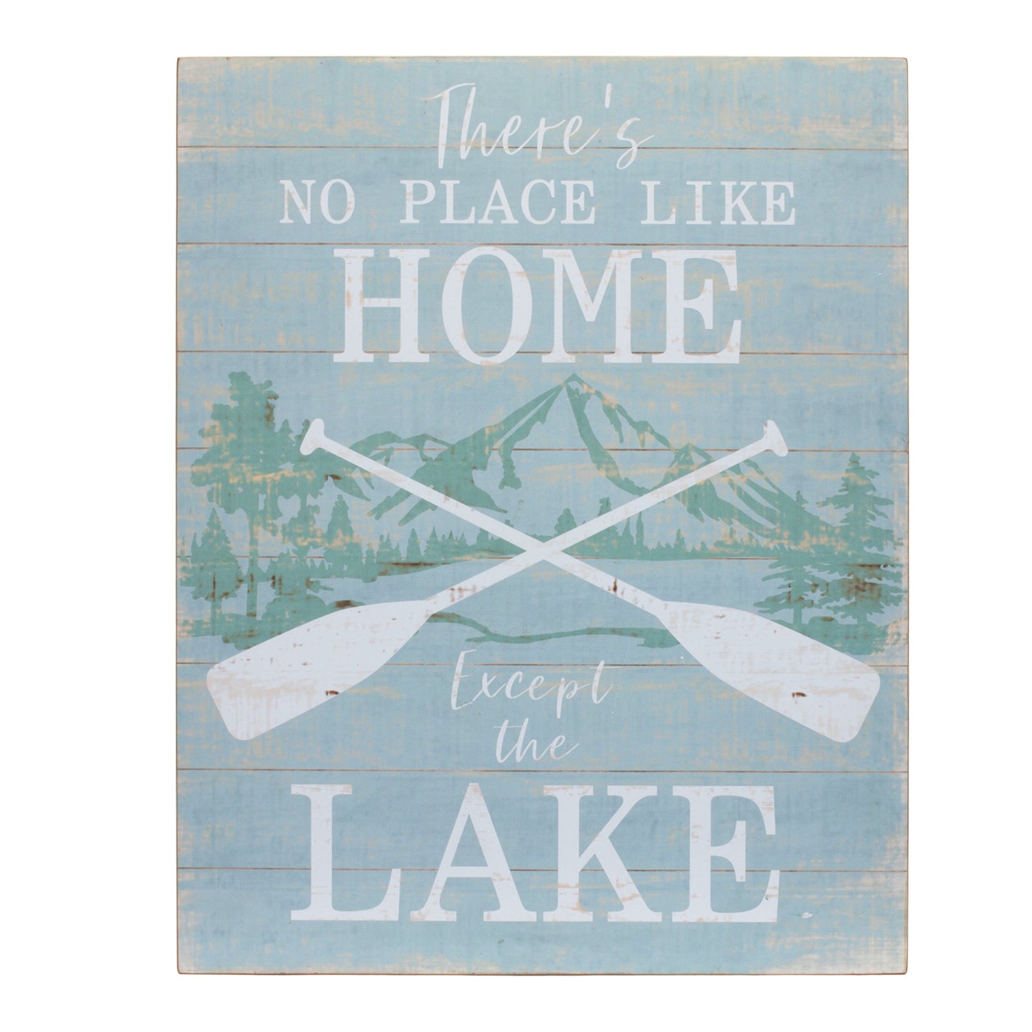 Set Of Two White Solid Wood Lake Wall Decor