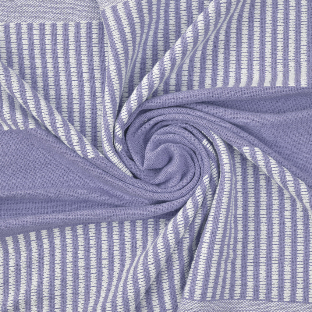 Purple Woven Cotton Striped Throw Blanket