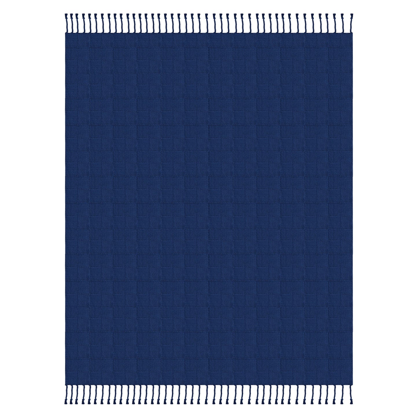 Blue Woven Cotton Solid Color Throw Blanket