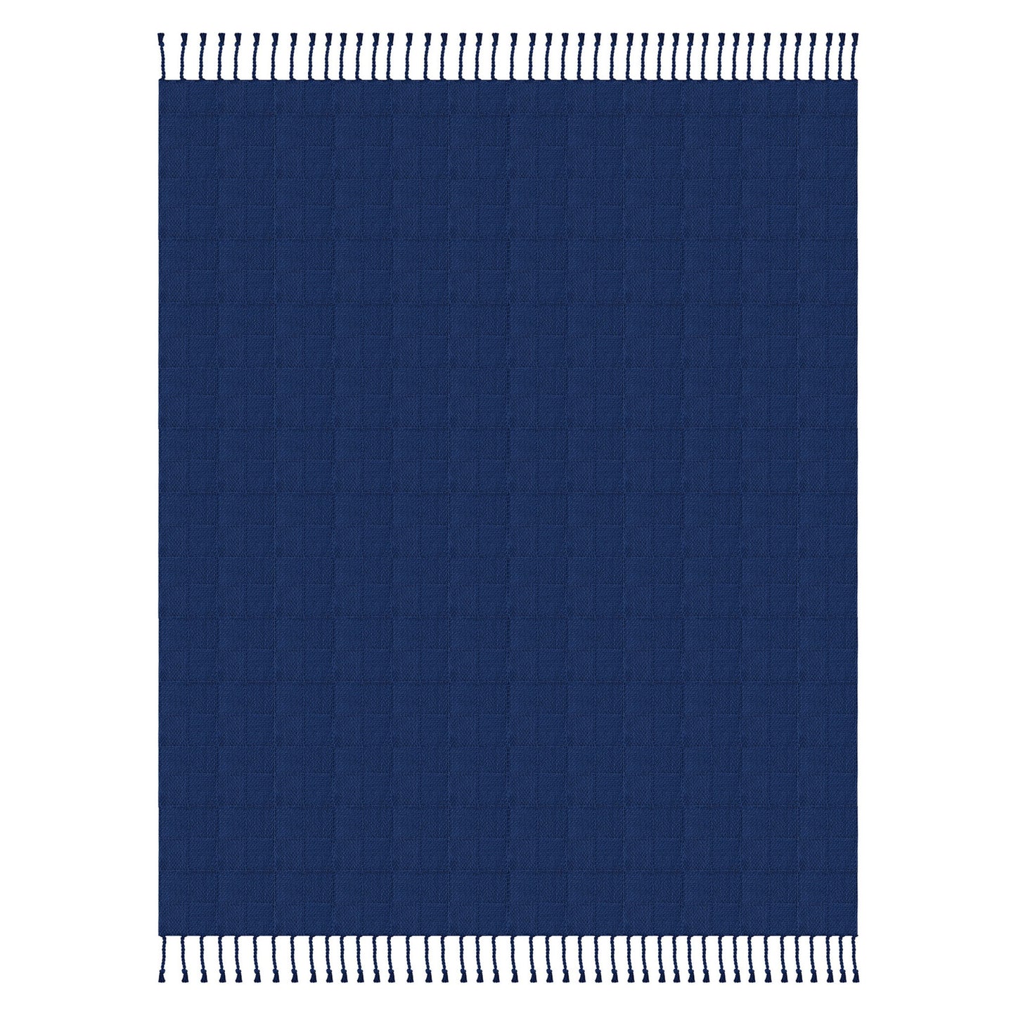 Blue Woven Cotton Solid Color Throw Blanket