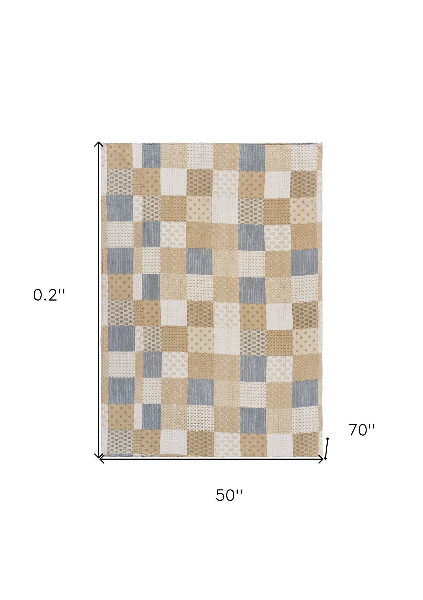 Beige Knitted Cotton Patchwork Throw Blanket