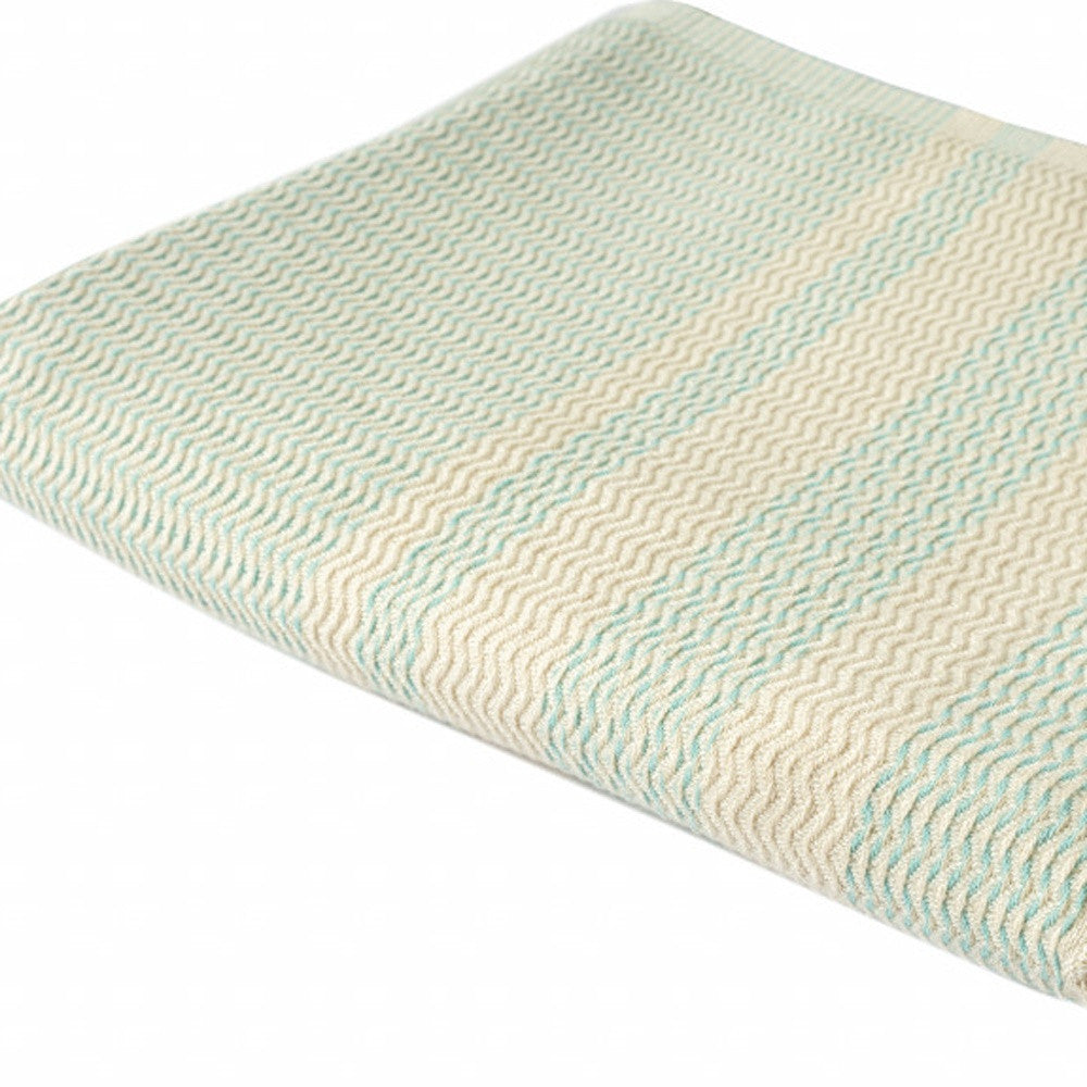 Turquoise Woven Cotton Striped Throw Blanket