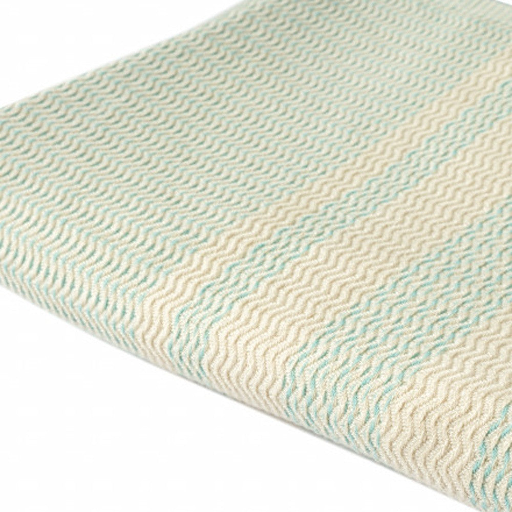 Turquoise Woven Cotton Striped Throw Blanket