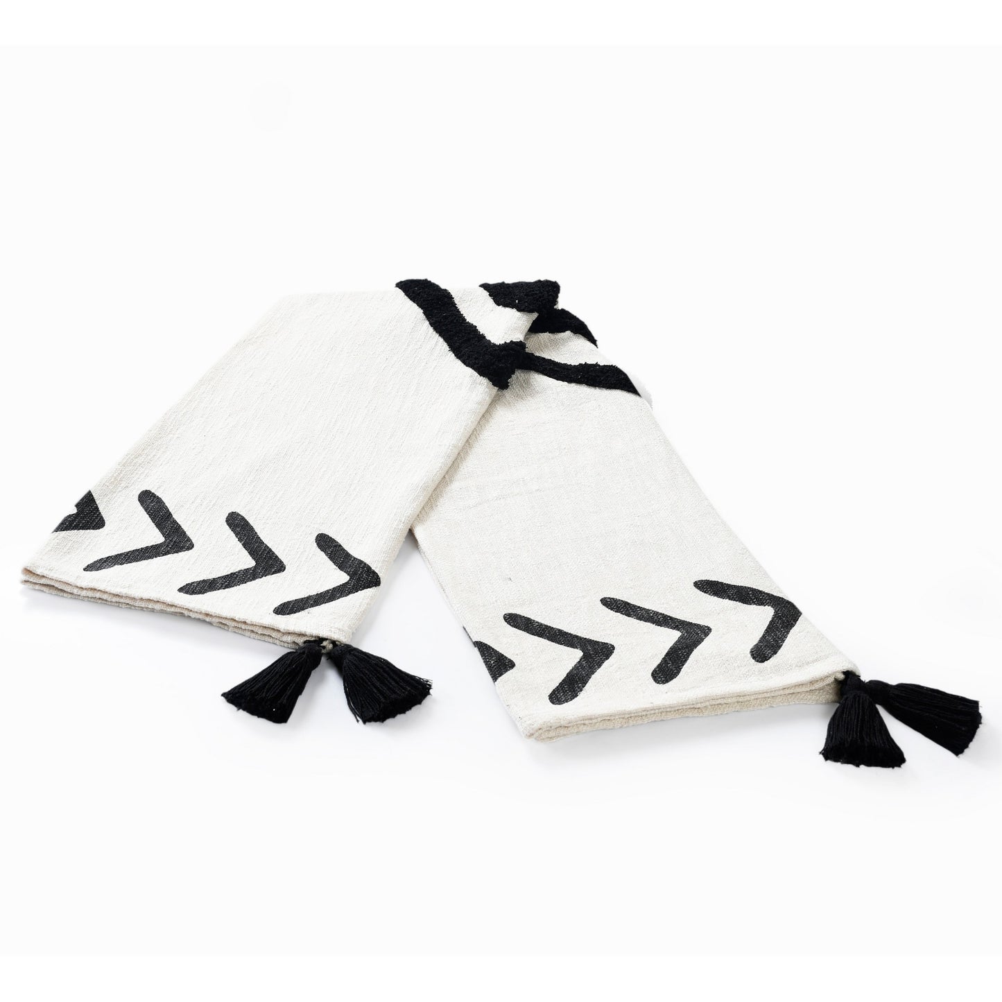 Black and White Woven Cotton Geometric Throw Blanket