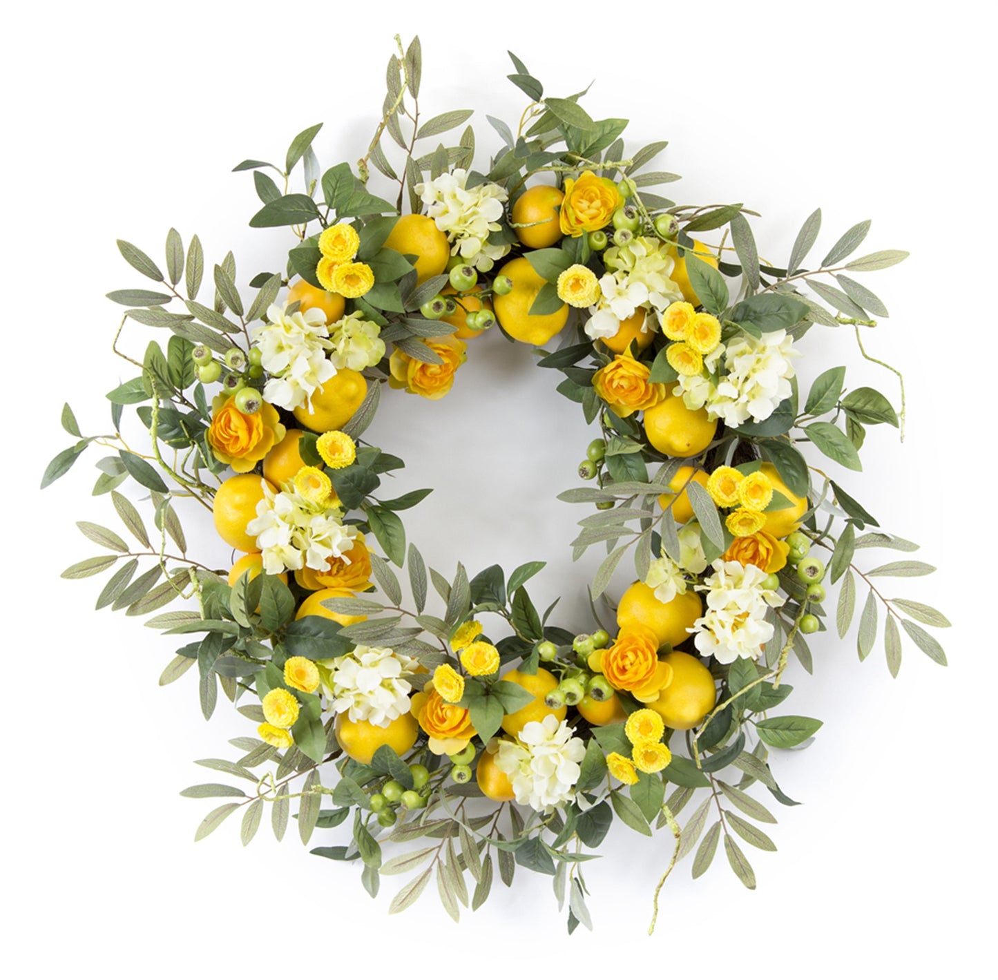 28" Green and Yellow Artificial Summer Lemon Wreath