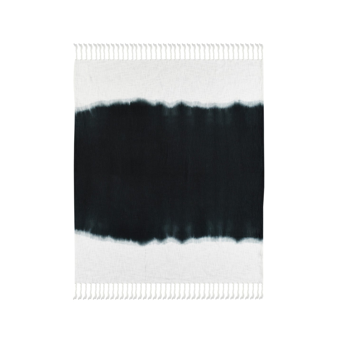 Black and White Woven Cotton Ombre Throw Blanket