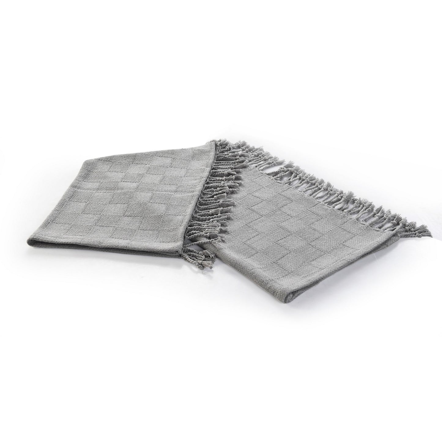 Gray Woven Cotton Solid Color Throw Blanket