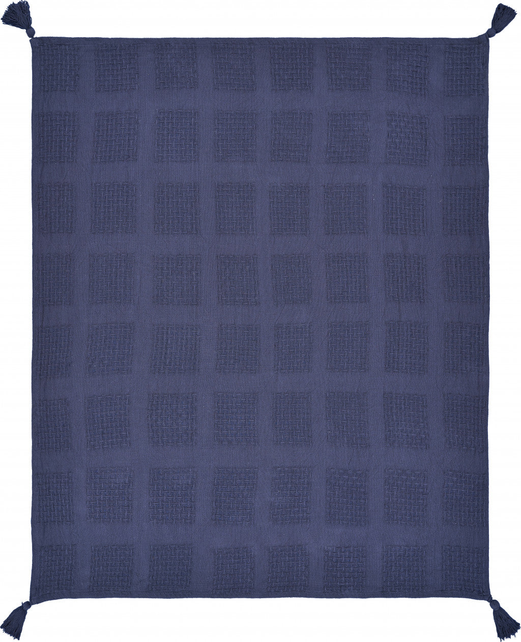 Blue Woven Cotton Solid Color Throw Blanket