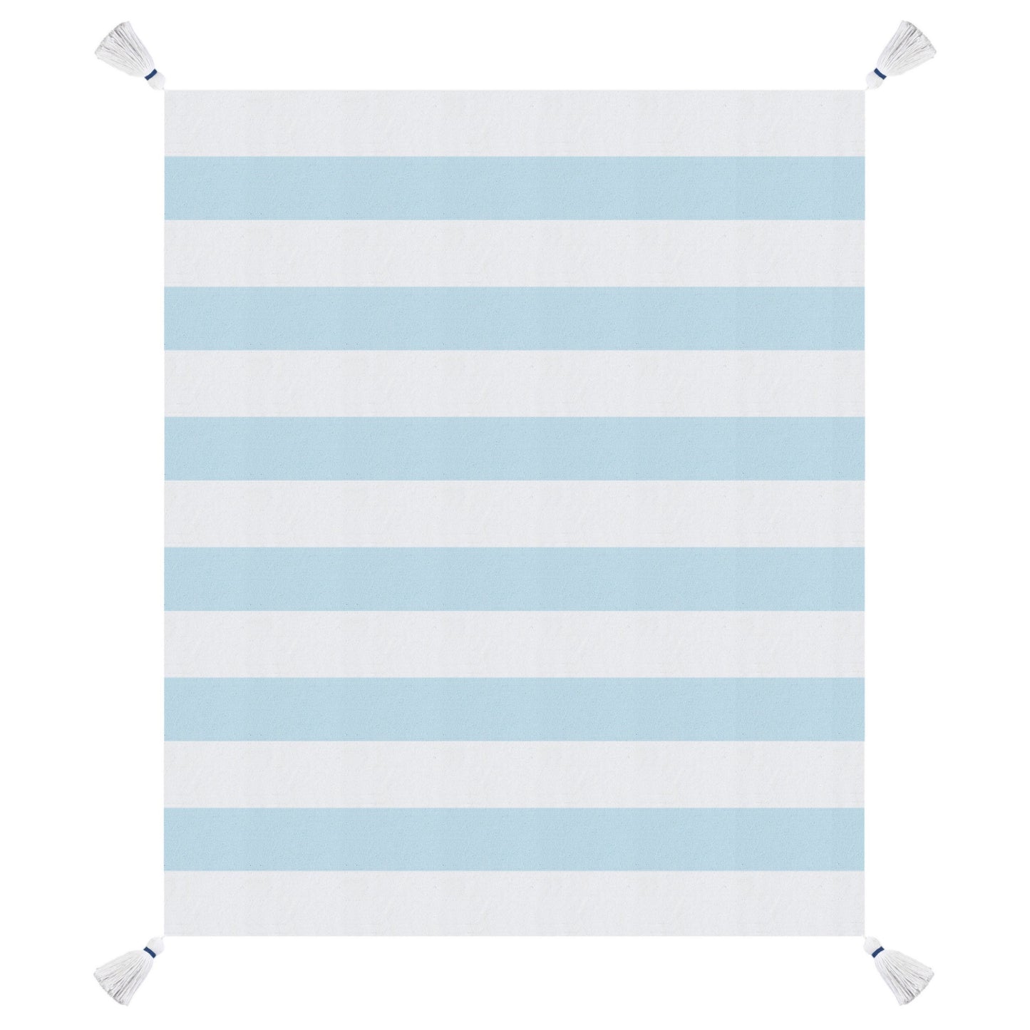 Blue and White Woven Cotton Striped Throw Blanket