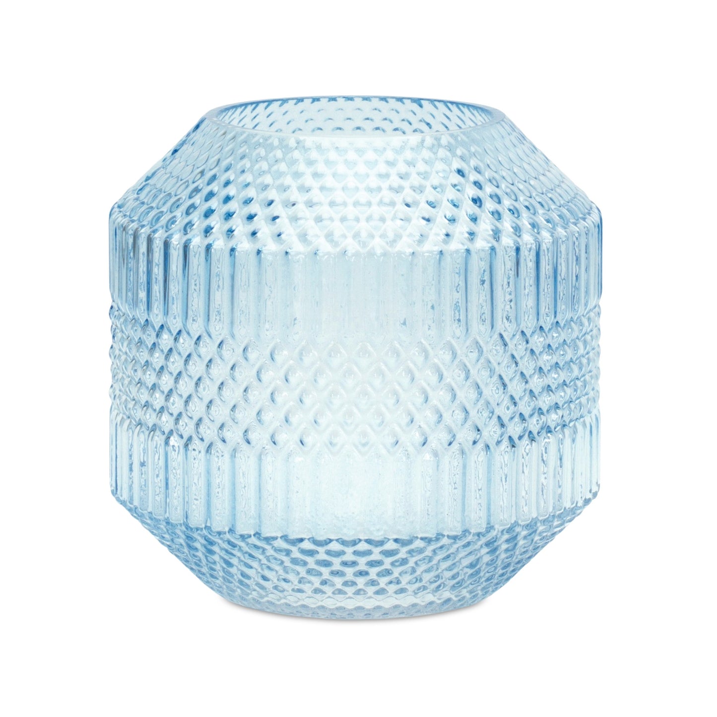 8" Crystal Glass Blue Round Table vase