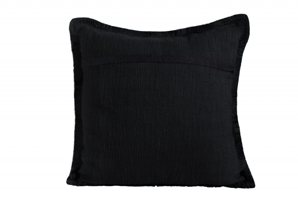 20" X 20" Jet Black 100% Cotton Zippered Pillow