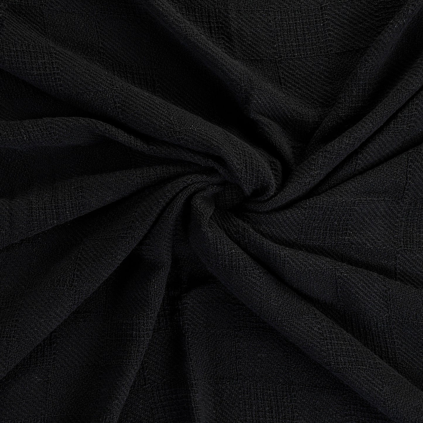 Black Woven Cotton Solid Color Throw Blanket