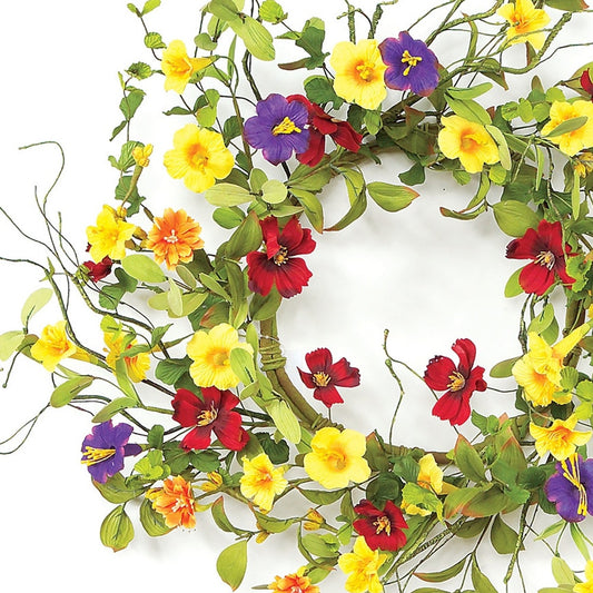 20" Green and Yellow Artificial Summer Mixed Assortment Wreath