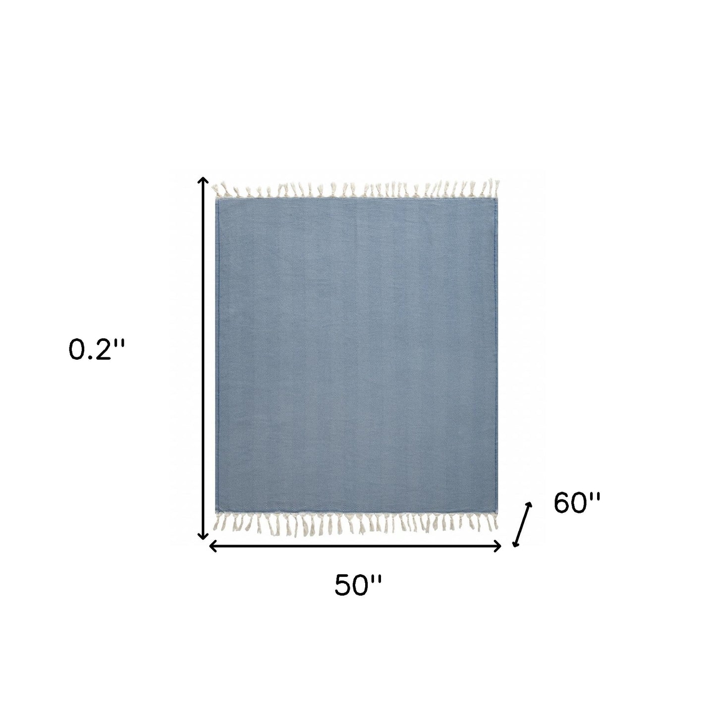 Blue Woven Cotton Herringbone Throw Blanket