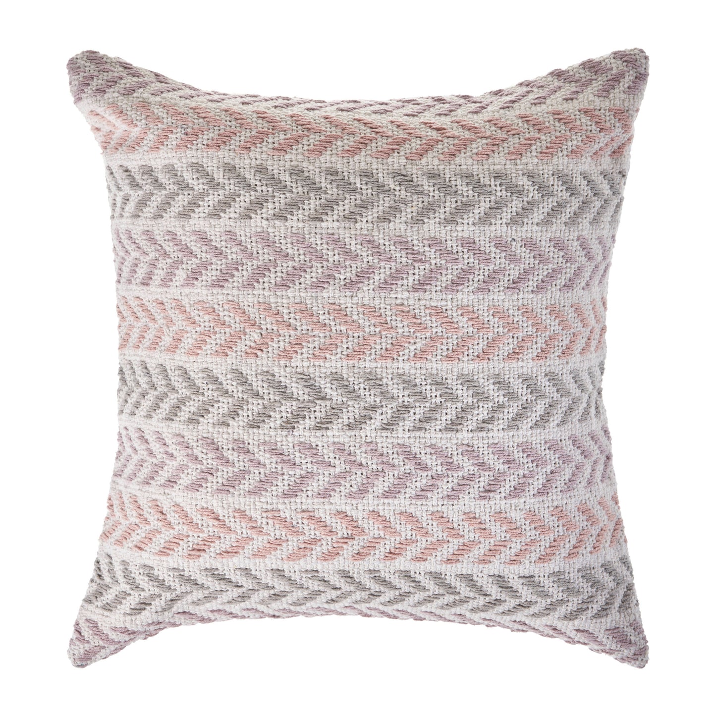 18" X 18" Purple Pink Gray And White 100% Cotton Chevron Zippered Pillow
