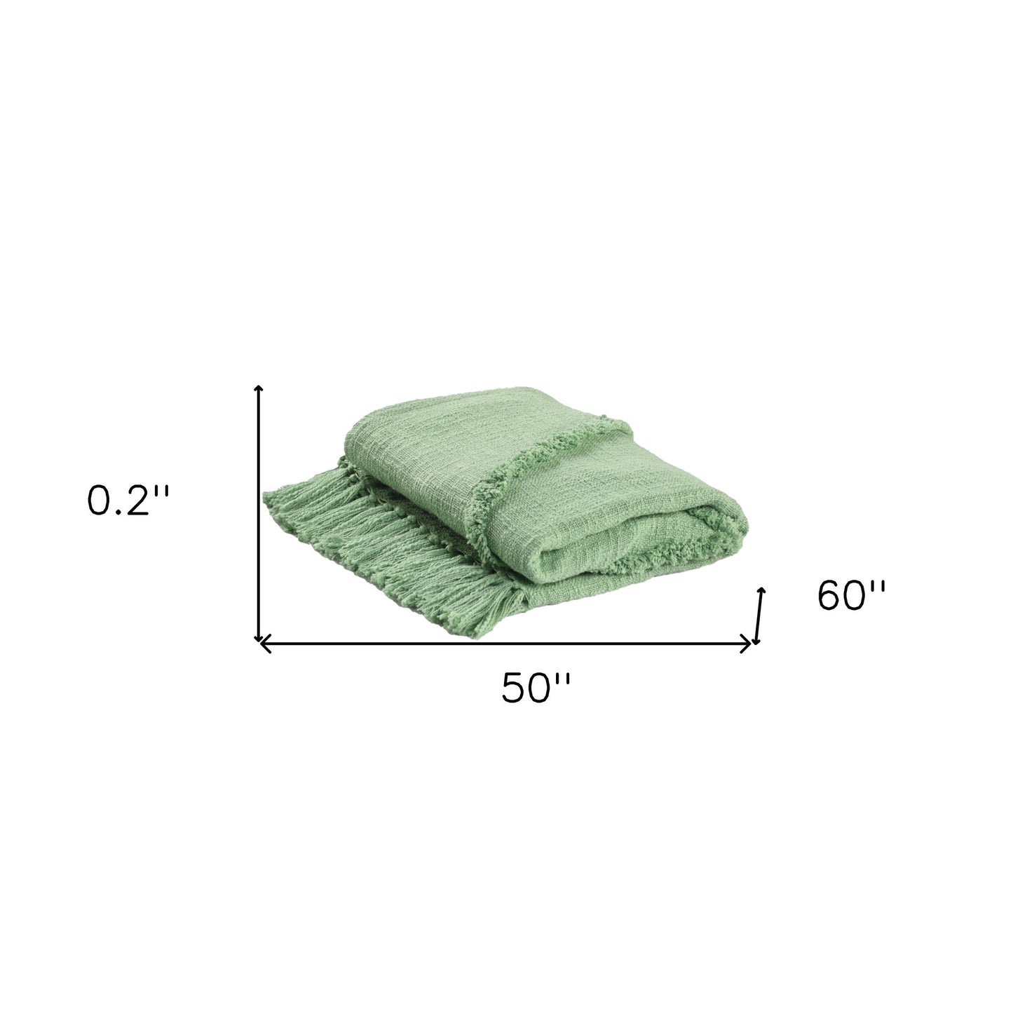 Green Woven Cotton Solid Color Throw Blanket