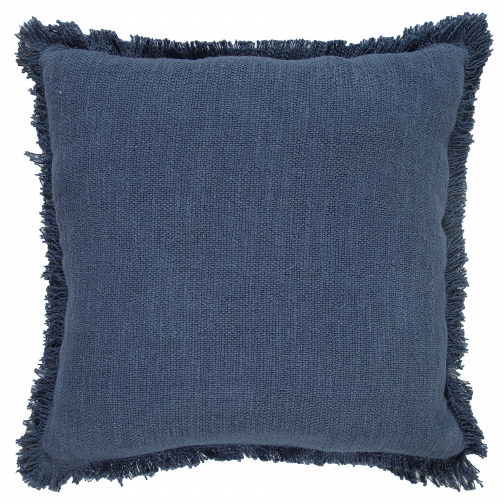 20" X 20" Navy Blue 100% Cotton Zippered Pillow