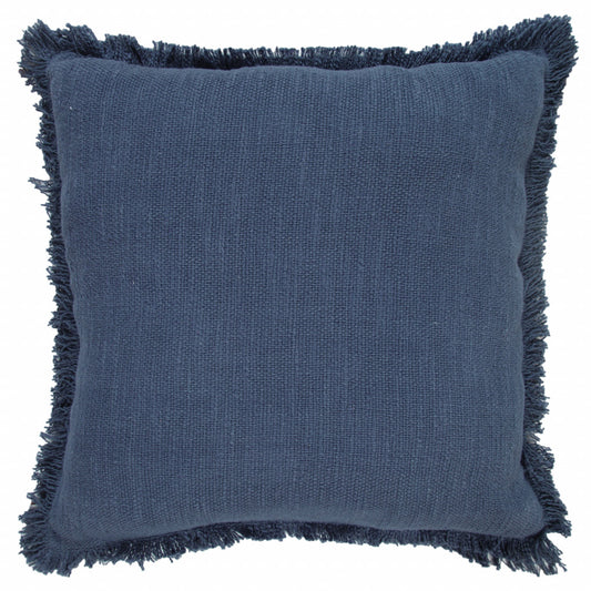 20" X 20" Navy Blue 100% Cotton Zippered Pillow