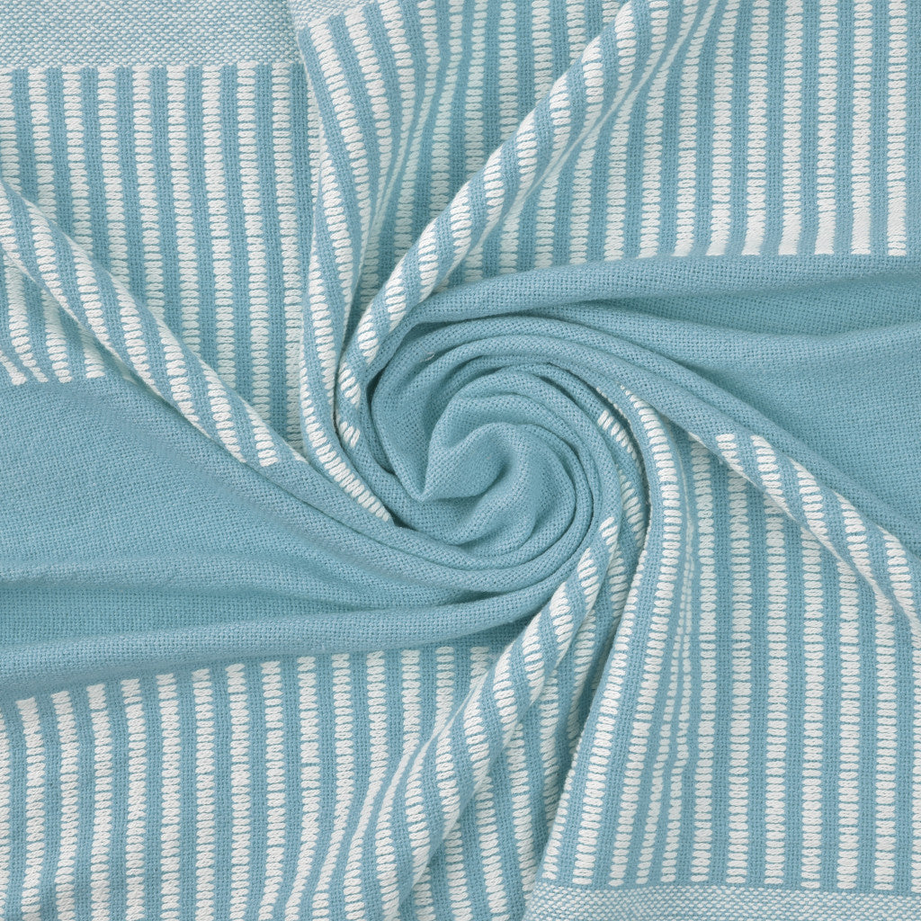 Blue Woven Cotton Striped Throw Blanket