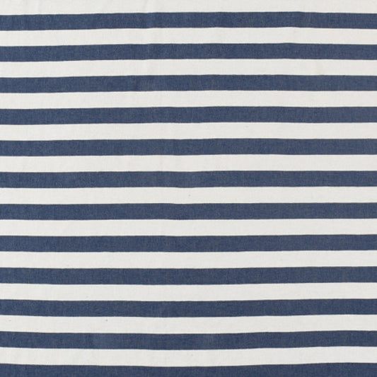 Blue and White Woven Cotton Striped Throw Blanket