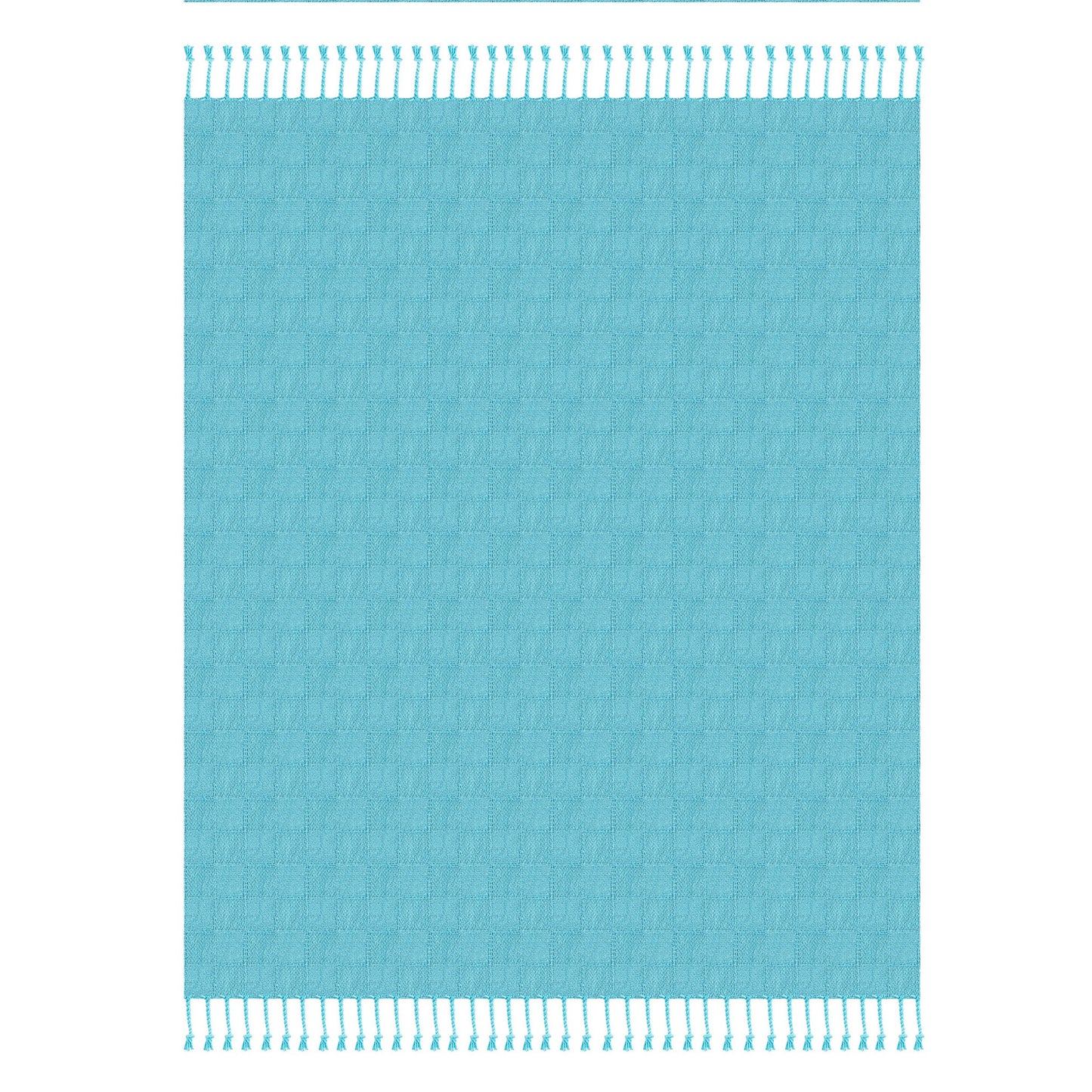 Blue Woven Cotton Solid Color Throw Blanket