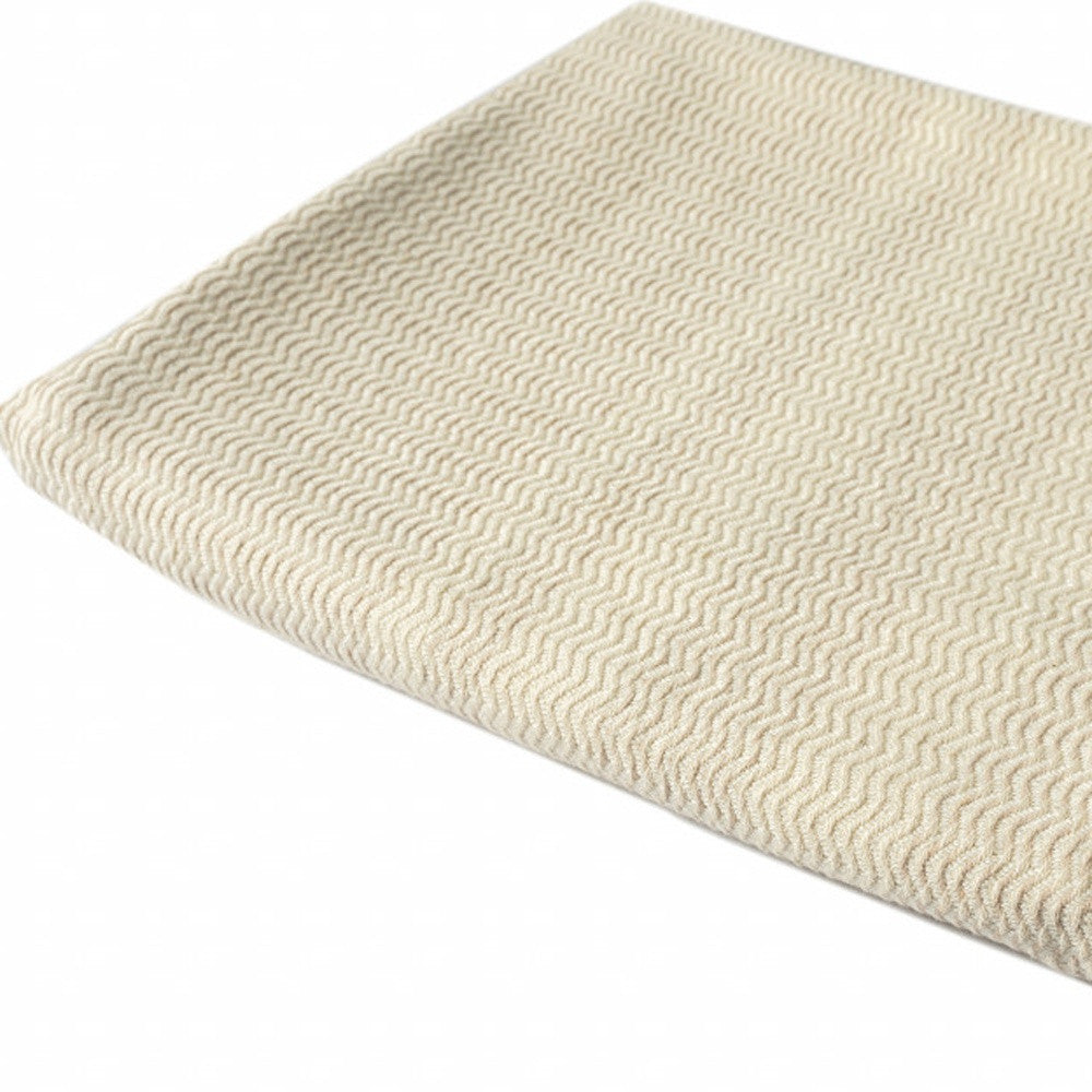 Beige Woven Cotton Striped Throw Blanket