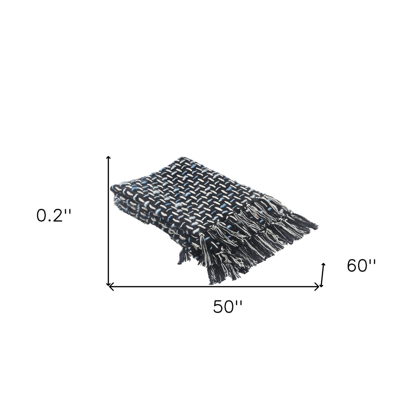 Black and Blue Woven Cotton Geometric Throw Blanket