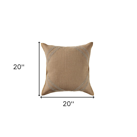 20" X 20" Brown And Tan 100% Cotton Diamond Zippered Pillow